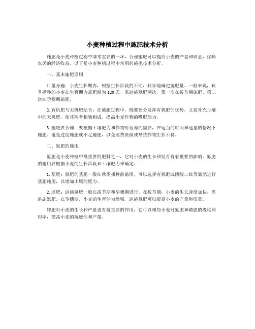小麦种植过程中施肥技术分析