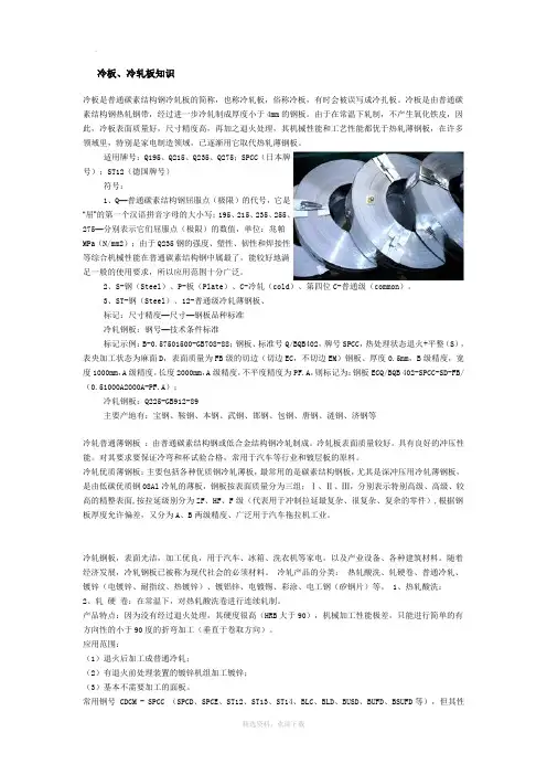 冷板、冷轧板知识