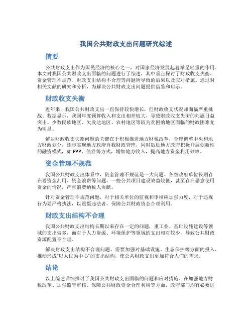 我国公共财政支出问题研究综述