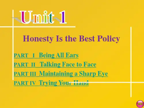 新编实用英语3课件Unit 1Honesty Is the Best Policy