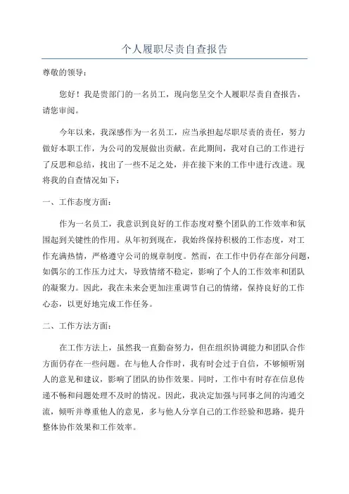 个人履职尽责自查报告