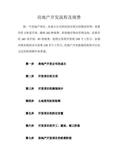 房地产开发规费清单