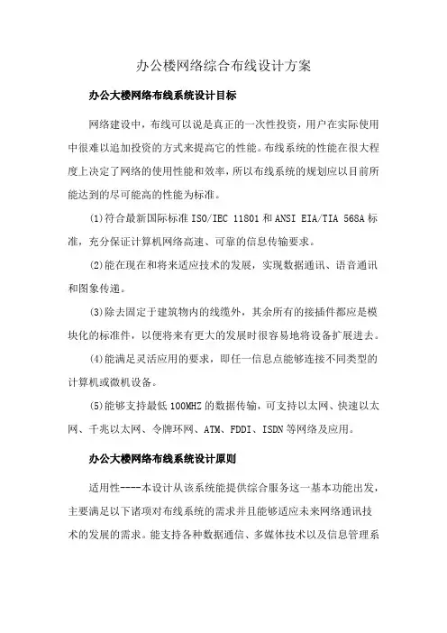 办公楼网络综合布线设计方案