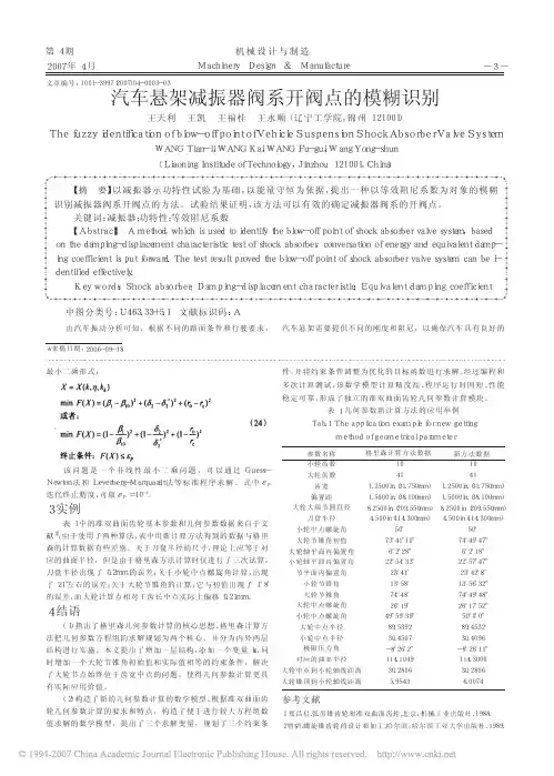 汽车悬架减振器阀系开阀点的模糊识别