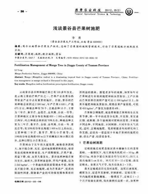 浅谈景谷县芒果树施肥