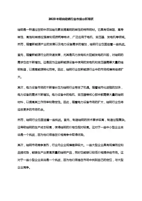 2023年取向硅钢行业市场分析现状