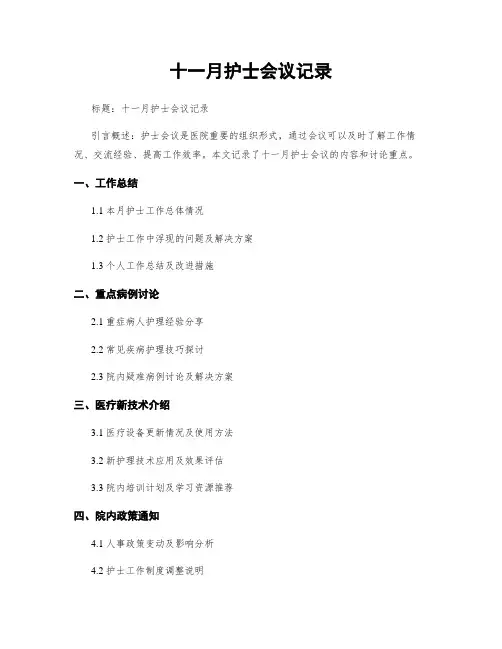 十一月护士会议记录