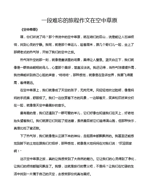 一段难忘的旅程作文在空中草原