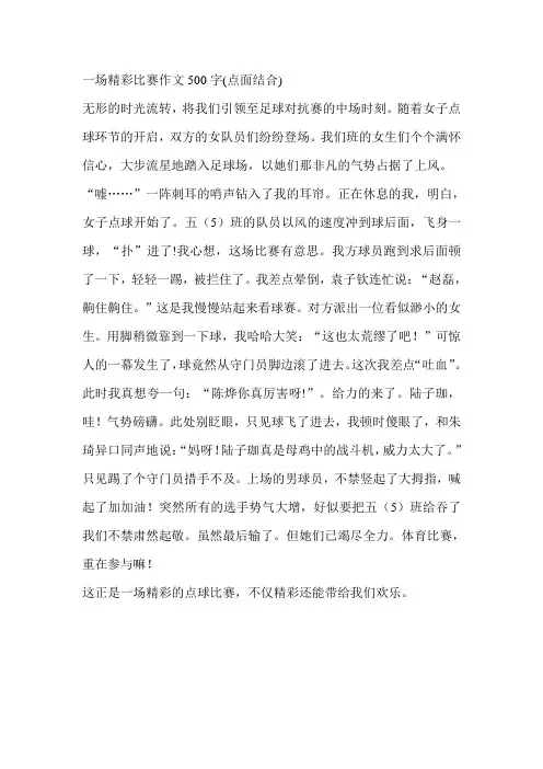 一场精彩比赛作文500字(点面结合)