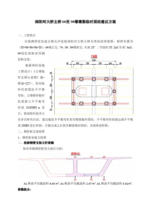 浏阳河大桥主桥6#至9#墩墩梁临时固结建议方案