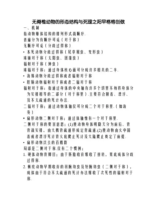 无脊椎动物的比较完整版
