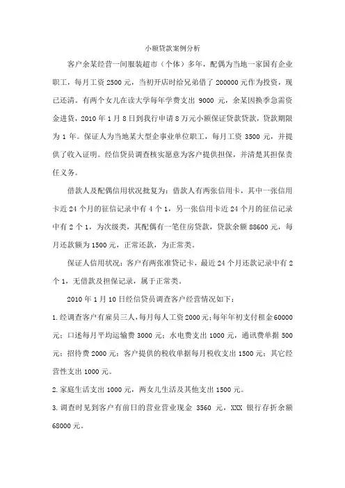 小额贷款案例分析