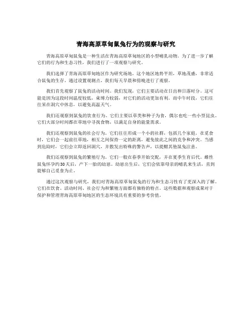 青海高原草甸鼠兔行为的观察与研究