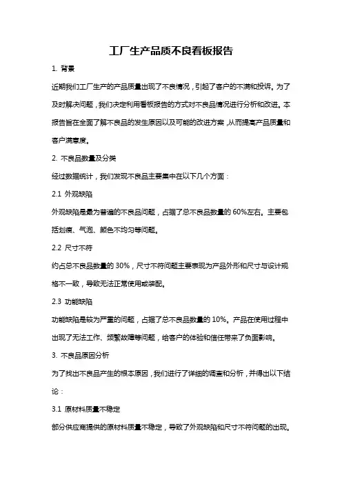 工厂生产品质不良看板报告