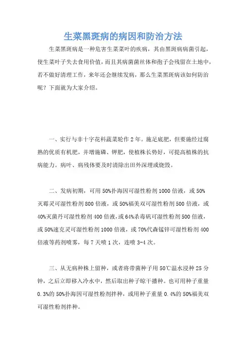 生菜黑斑病的病因和防治方法