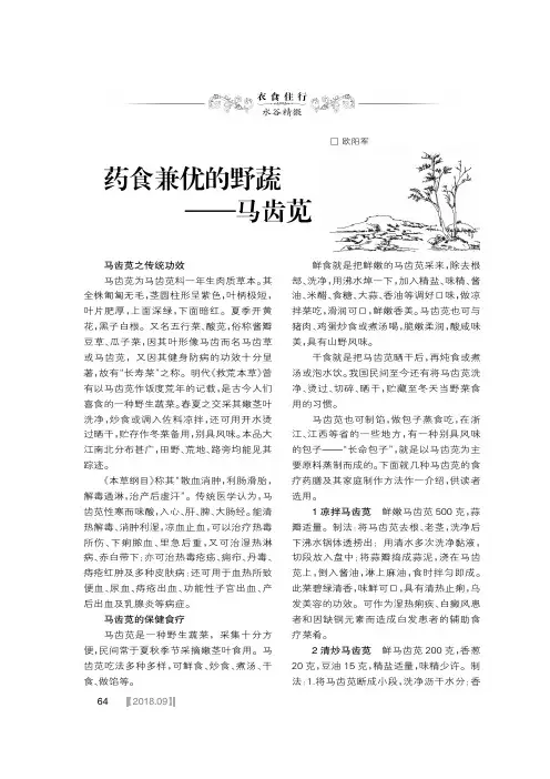 药食兼优的野蔬——马齿苋