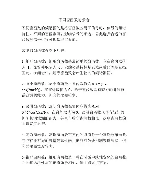 不同窗函数的频谱