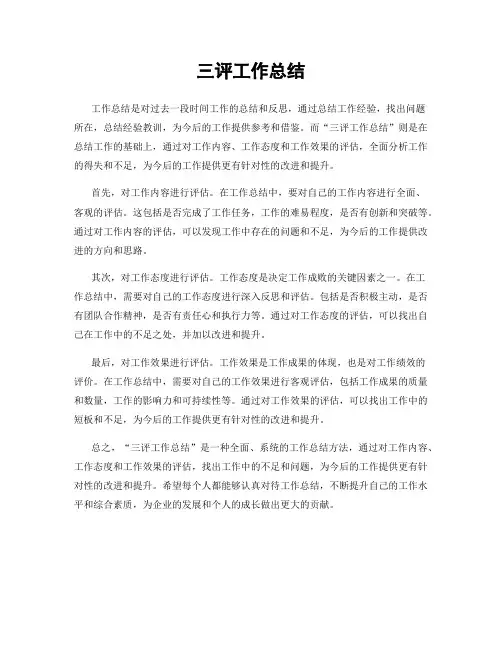 三评工作总结