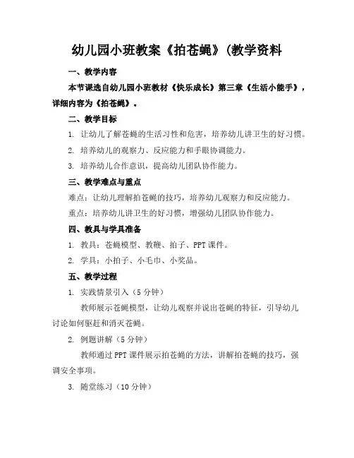 幼儿园小班教案《拍苍蝇》(教学资料