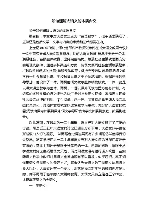 如何理解大语文的本质含义