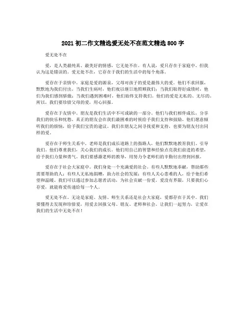 2021初二作文精选爱无处不在范文精选800字