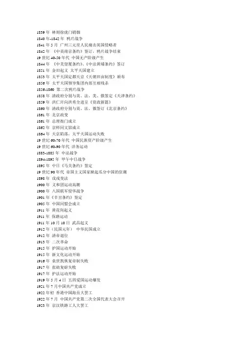 中国近现代大事记