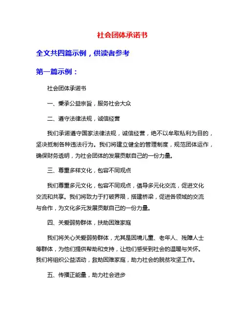 社会团体承诺书