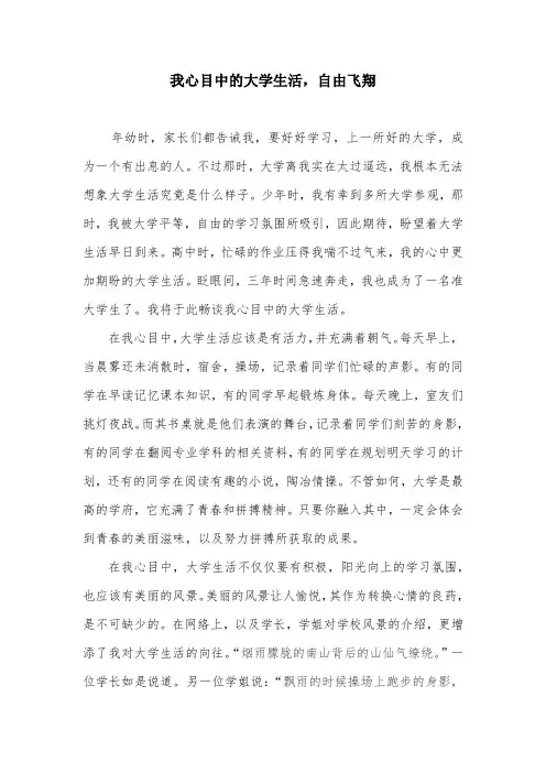 我心目中的大学生活,自由飞翔