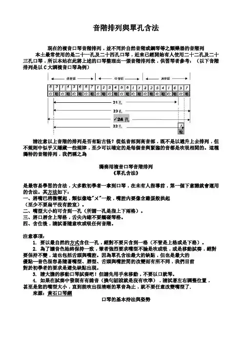 24孔口琴吹法