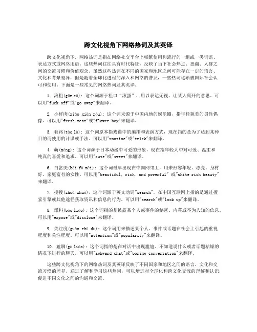 跨文化视角下网络热词及其英译