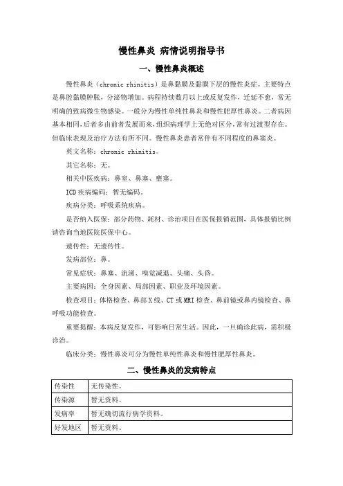 慢性鼻炎 病情说明指导书