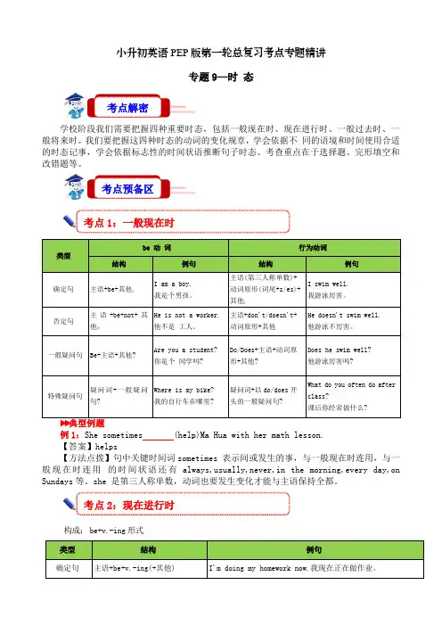 时态(讲义)人教PEP版英语六年级下册