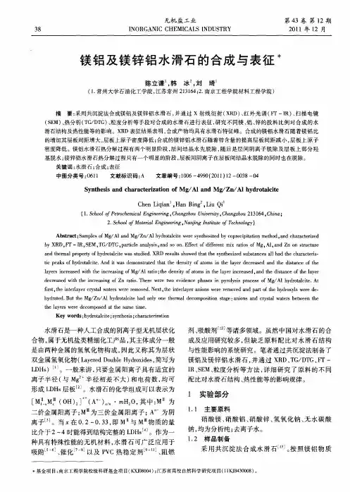 镁铝及镁锌铝水滑石的合成与表征