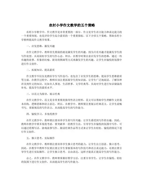 农村小学作文教学的五个策略