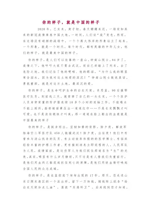 你的样子,就是中国的样子记叙文