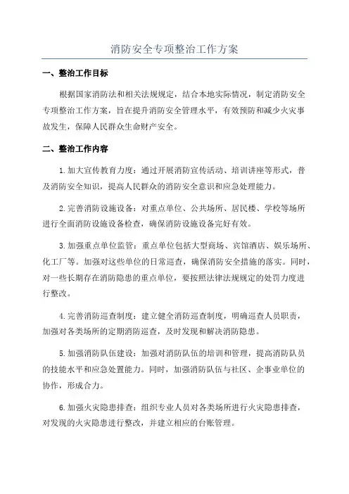 消防安全专项整治工作方案