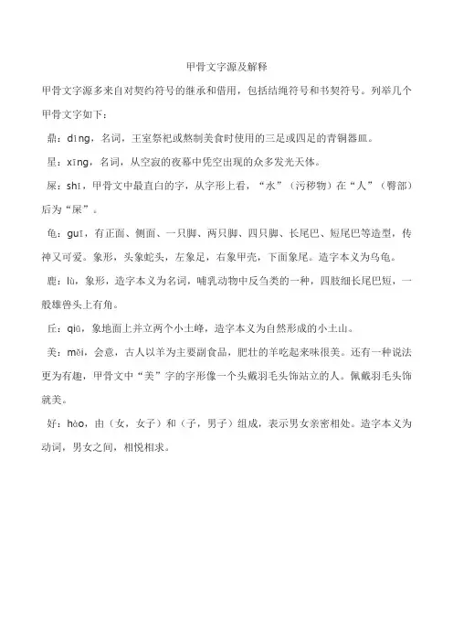 甲骨文字源及解释