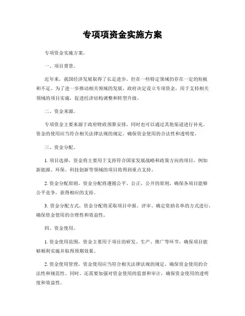 专项项资金实施方案