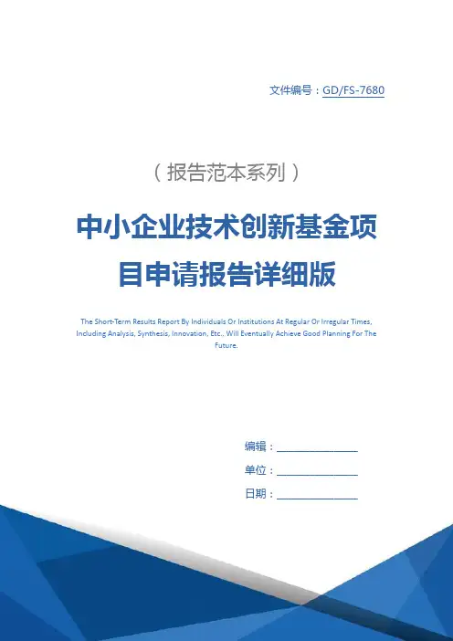 中小企业技术创新基金项目申请报告详细版_1