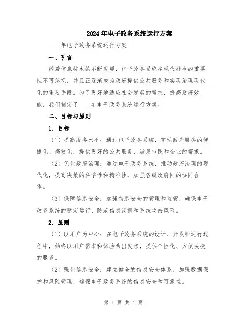 2024年电子政务系统运行方案