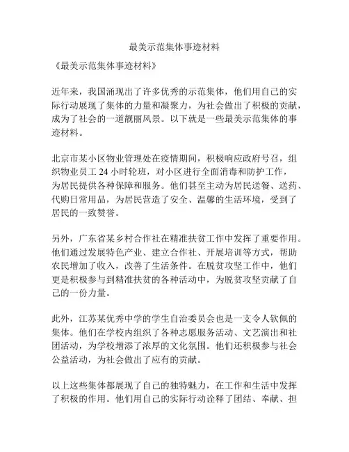 最美示范集体事迹材料