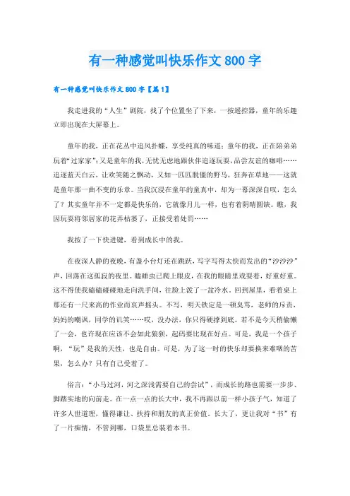 有一种感觉叫快乐作文800字