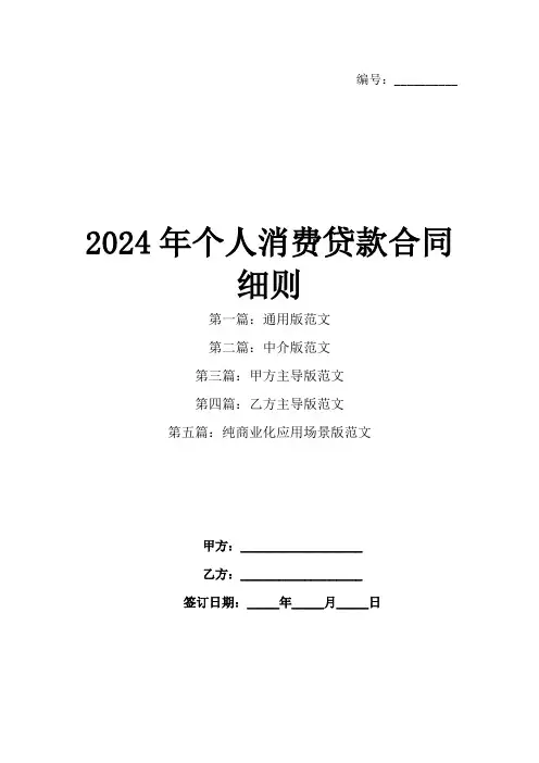 2024年个人消费贷款合同细则