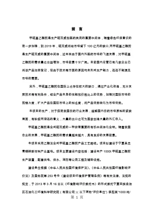 吨年甲硫基乙醛肟项目环境影响报告word精品文档74页
