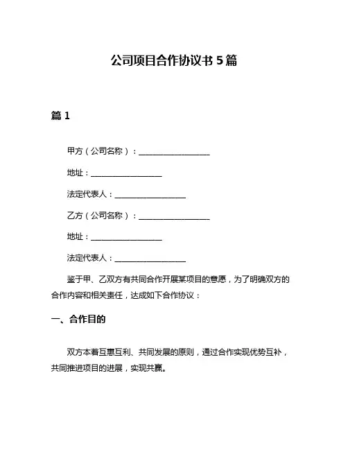 公司项目合作协议书5篇