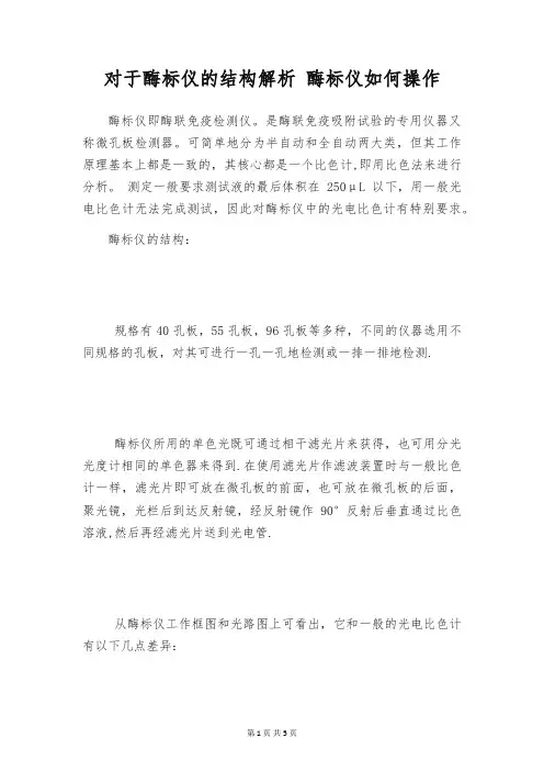 对于酶标仪的结构解析 酶标仪如何操作