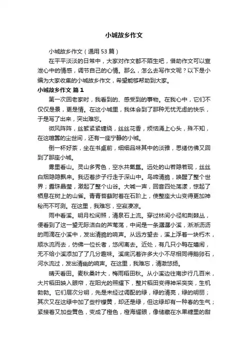 小城故乡作文（通用53篇）
