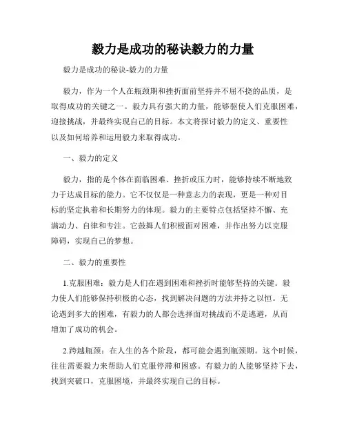 毅力是成功的秘诀毅力的力量