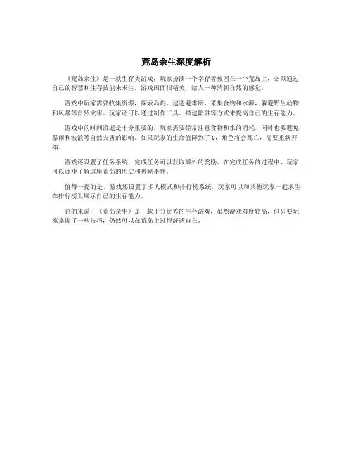荒岛余生深度解析