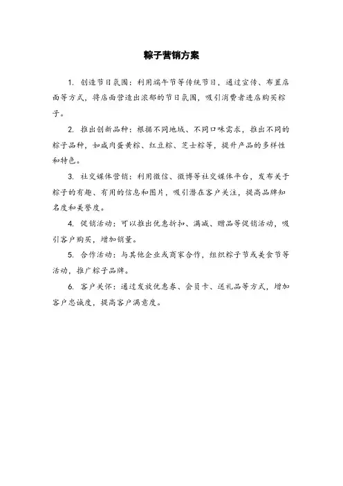 粽子营销方案